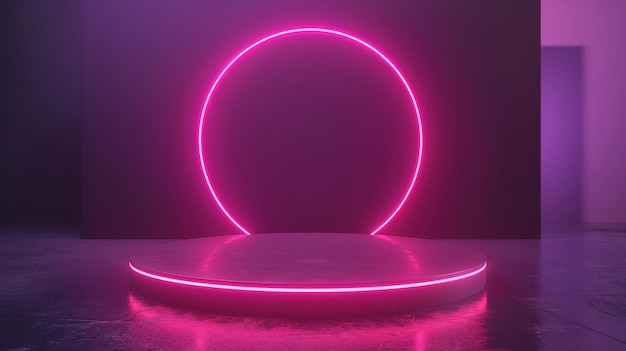 Podium with magenta neon loop