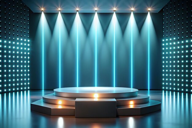 Photo a podium with multidimensional lighting effects to enhance product visibility