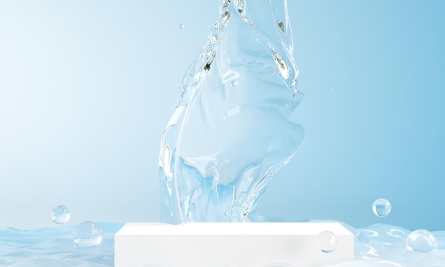 Podium with water splash swirl for product presentation Natural beauty pedestal relaxation and health 3d illustrationx9