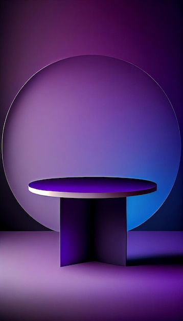 PodiumTable 3D render background for products overlay Neon colors AI generative