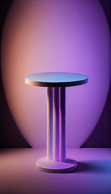 PodiumTable 3D render background for products overlay Neon colors AI generative