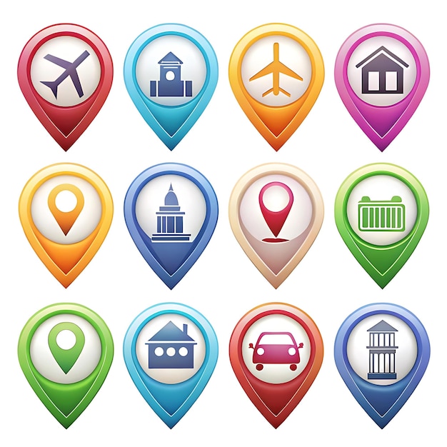 Point of interest icon Green map pointer icon for travel location