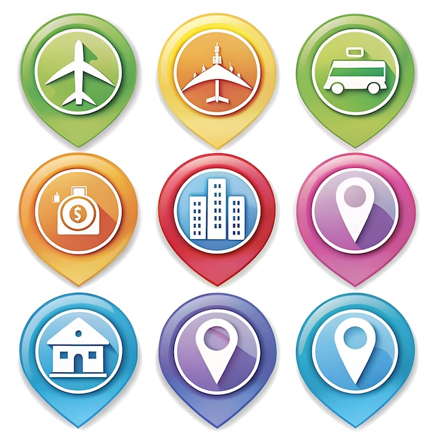 Point of interest icon Green map pointer icon for travel location