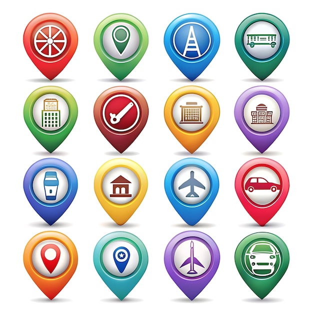 Point of interest icon Green map pointer icon for travel location