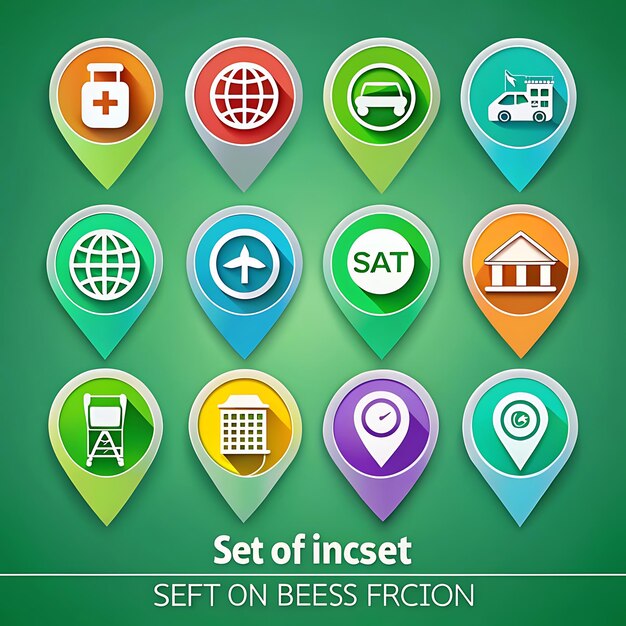 Photo point of interest icon green map pointer icon for travel location