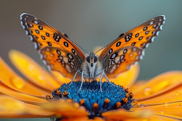 Poised on a vibrant bloom a butterflys wings flutter like delicate whispers