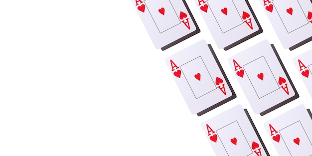 Poker card heart ace isolated on a white background Seamless pattern