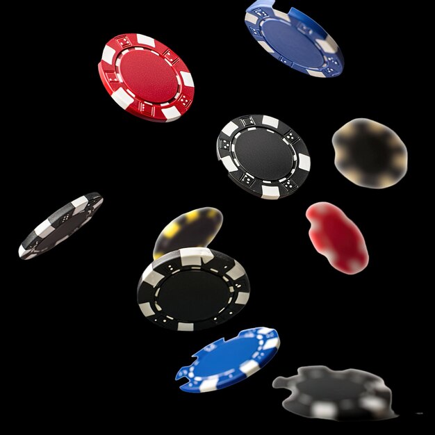 poker chips and cards are shown with a black background