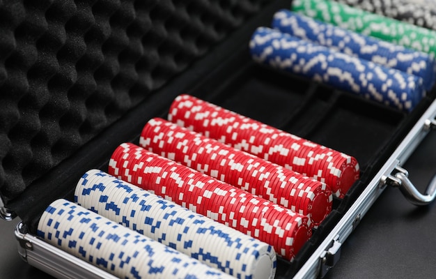 poker chips in a casino