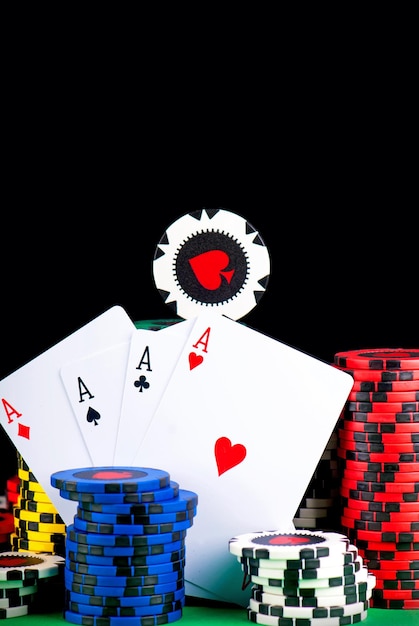 Poker Chips on a green gaming table