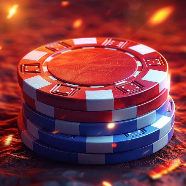 poker chips on a red background