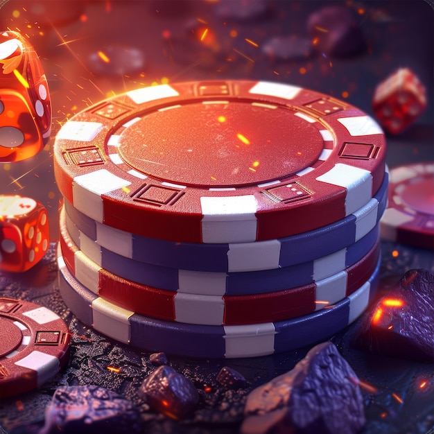 poker chips on a red background