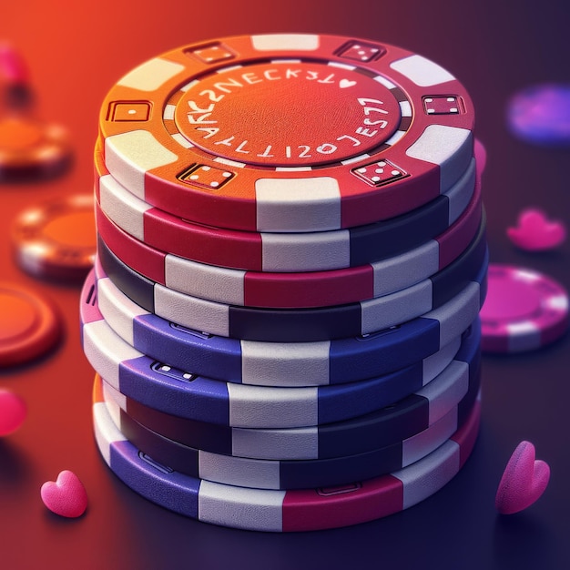 poker chips on a red background