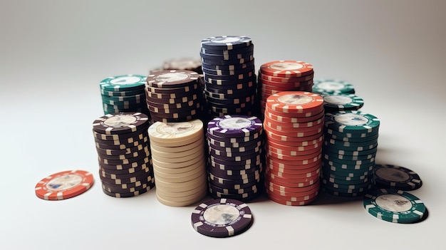 Poker Chips on White Background