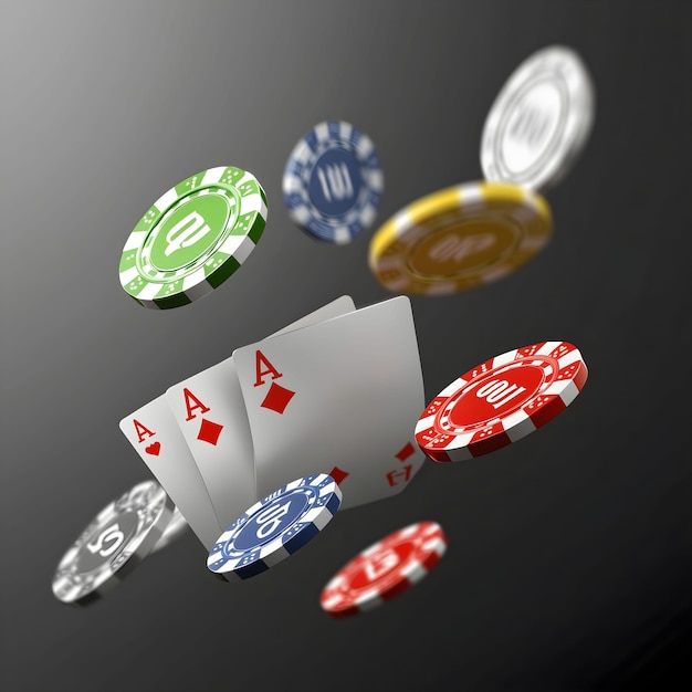 a poker table with poker chips and a large ace of ace