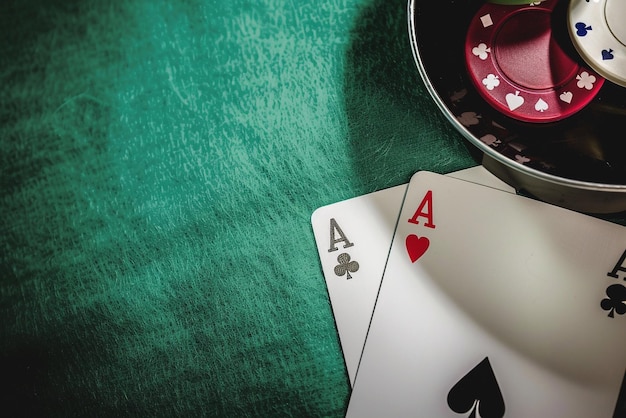 a poker table with a poker chips