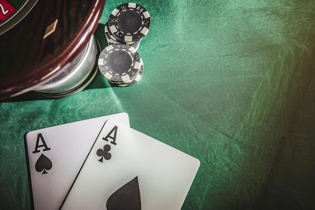 a poker table with a poker table and a poker poker can