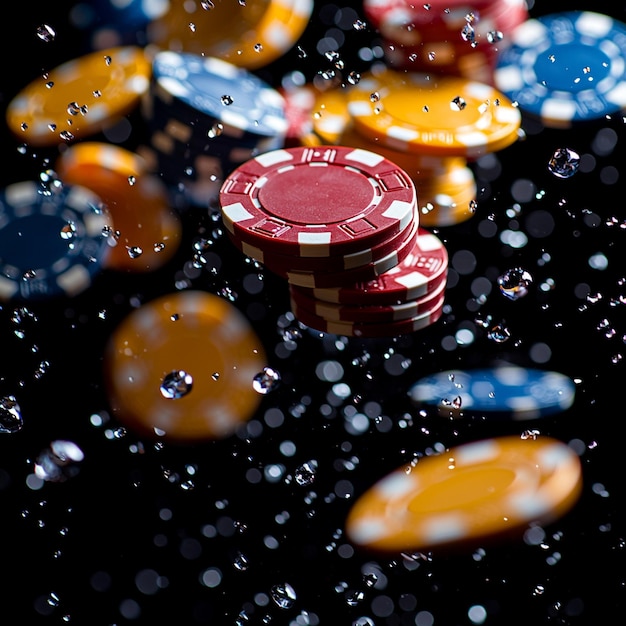 Photo a poker table with a red poker chips in the water