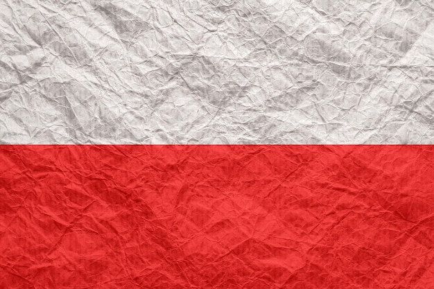 Poland flag on old crumpled craft paper Textured background wallpaper for design