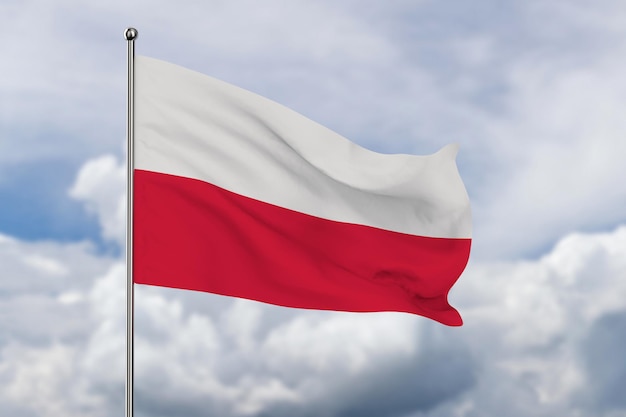 Poland flag on sky background 3D illustration