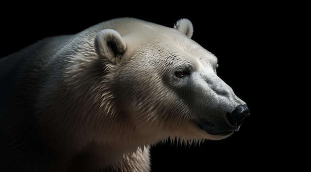 Polar bear on a black background created with Generative AI technology