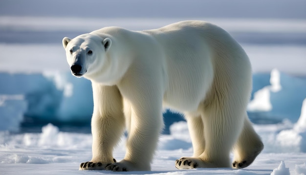 a polar bear is standing in the snow