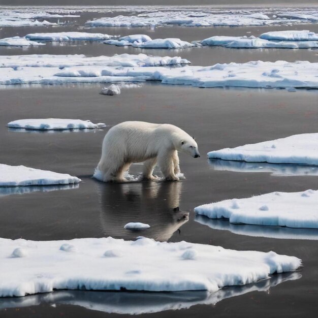 Photo a polar bear is walking on ice with the number 10 on it