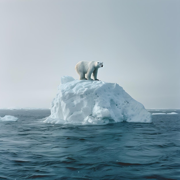 Photo polar bear on melting iceberg climate change impact on arctic wildlife and environment