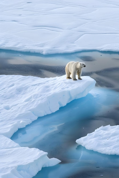 Photo polar bear on melting iceberg climate change impact on arctic wildlife and environment