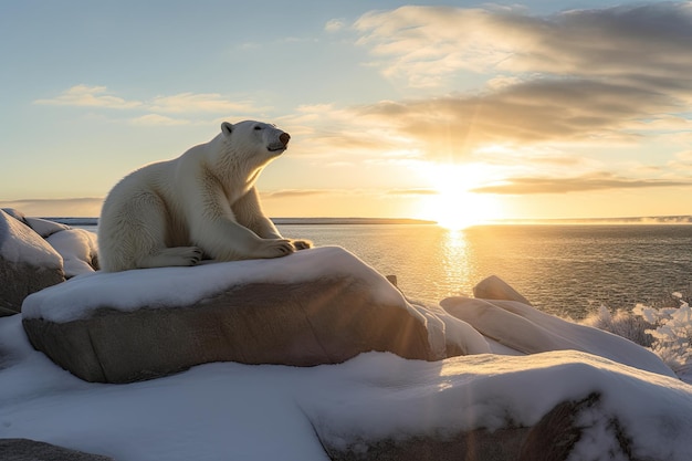 Polar bear resting in Churchill Canada generative IA