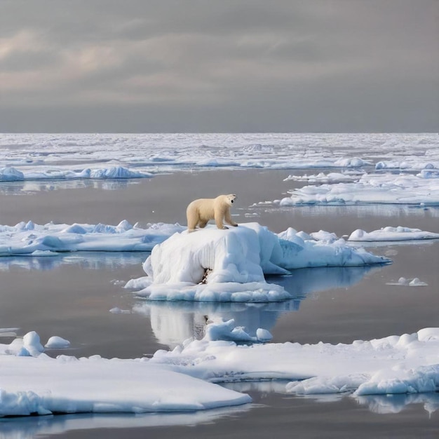 Photo a polar bear on a rock with a polar bear on its back