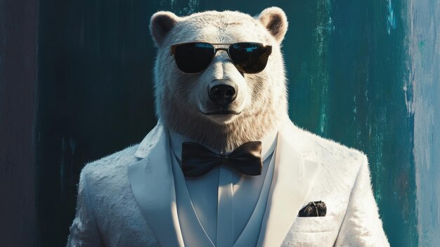 Photo polar bear in a suit