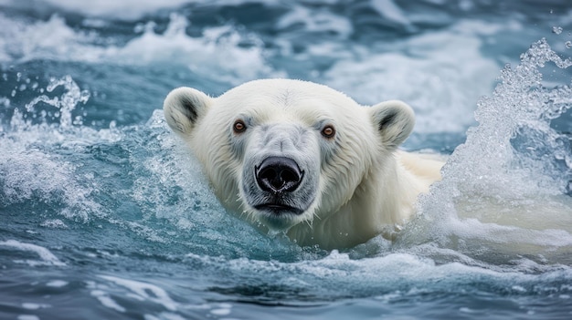 Polar Bear Swimming in the Arctic