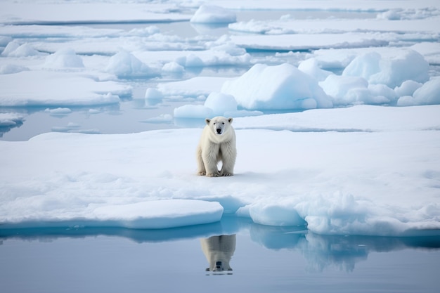 Polar bear Ursus maritimus on disappearing ice