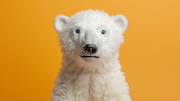 a polar bear with a nose and nose on an orange background