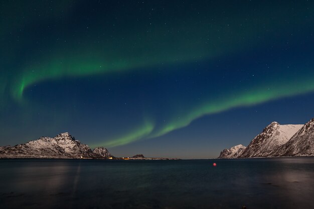 Polar lights, Aurora borealis over the mountains in the North of Europe