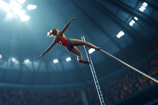 Pole vaulter clearing the bar