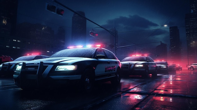 police car in the night