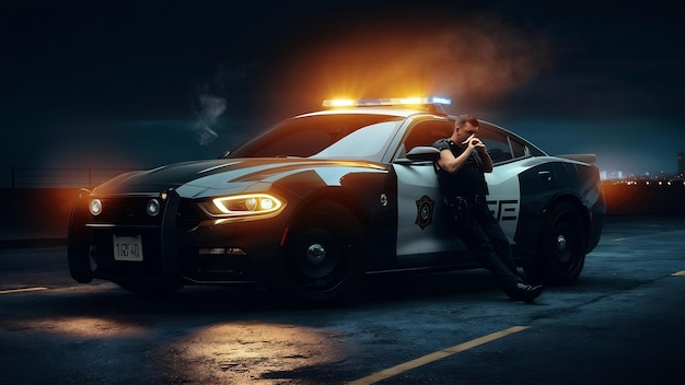 Police car at night