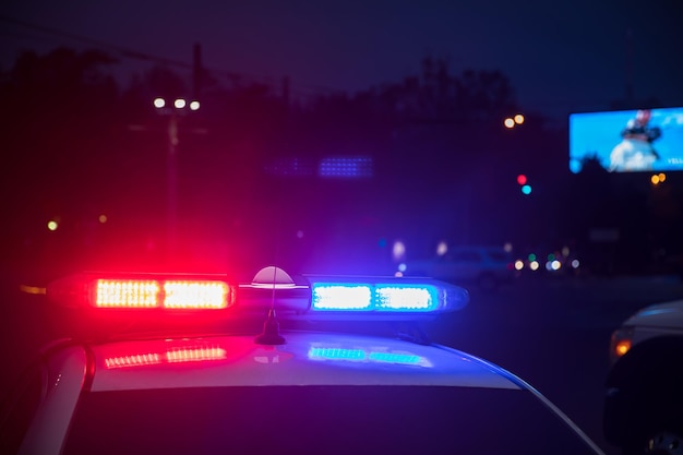 Police car on the street at nightxA