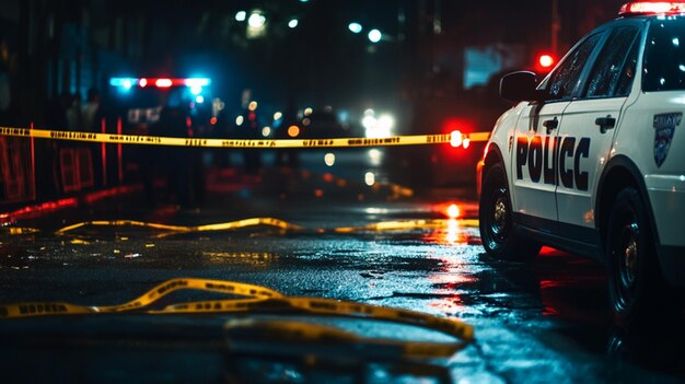 a police car with the number 44 on the back is parked on the street