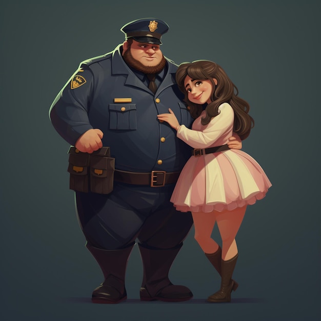 A police fatty man with her child