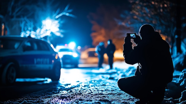 Photo police incident at night