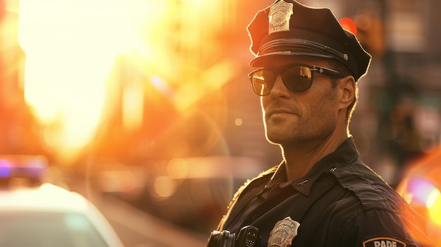 Police Officer Standing in Front of Police Car