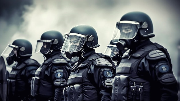 Police officers in special clothes Law enforcement and security Generative ai