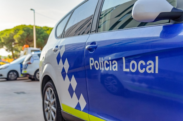 Police patrol car blue and white