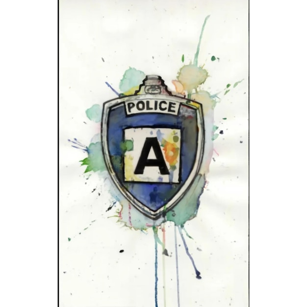 a police shield with a letter a on it