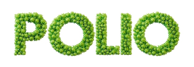 Polio word made from green bacteria cell molecule font Health and wellbeing 3D Rendering