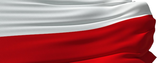 Polish flag waving in the wind close up 3d rendering