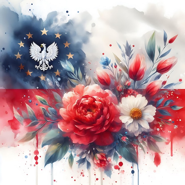 Polish Flag with Floral Decor